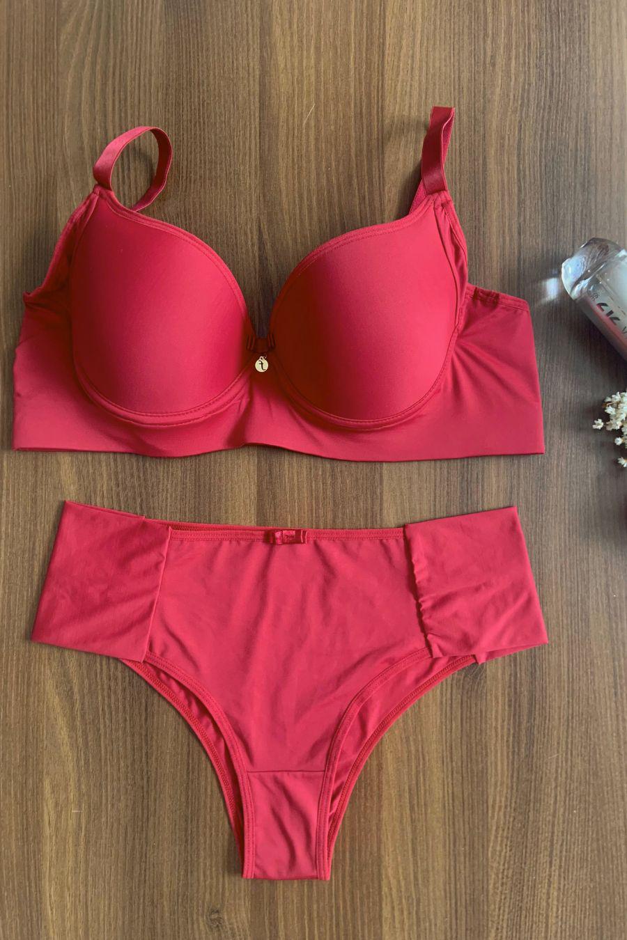 Conjunto Basico Plus Size 0762 Com Bojo E Aro Possui Base E Laterais Mais Larguinhas Que Ajuda Na Sustentação Calcinha Estilo Tanga Com Palas Laterais Ref 0806 - Lunna