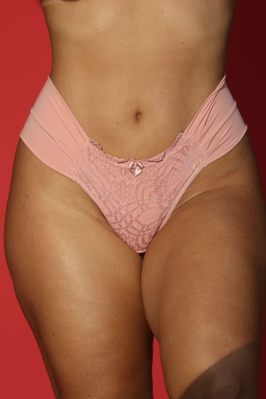 Calcinha Fio Duplo Com Pala Na Lateral Em Microfibra E Renda Ref 0277 - Lunna